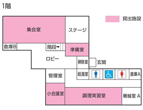 忍草コミュニティセンター　1階平面の画像